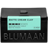 BluMaan Matte Cream Clay pack shot shows versatile hold and matte finish.