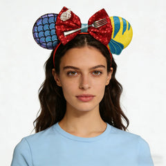 Bmobuo diadema orejas de ratón sirena brillo, ideal para disfraces y eventos temáticos.