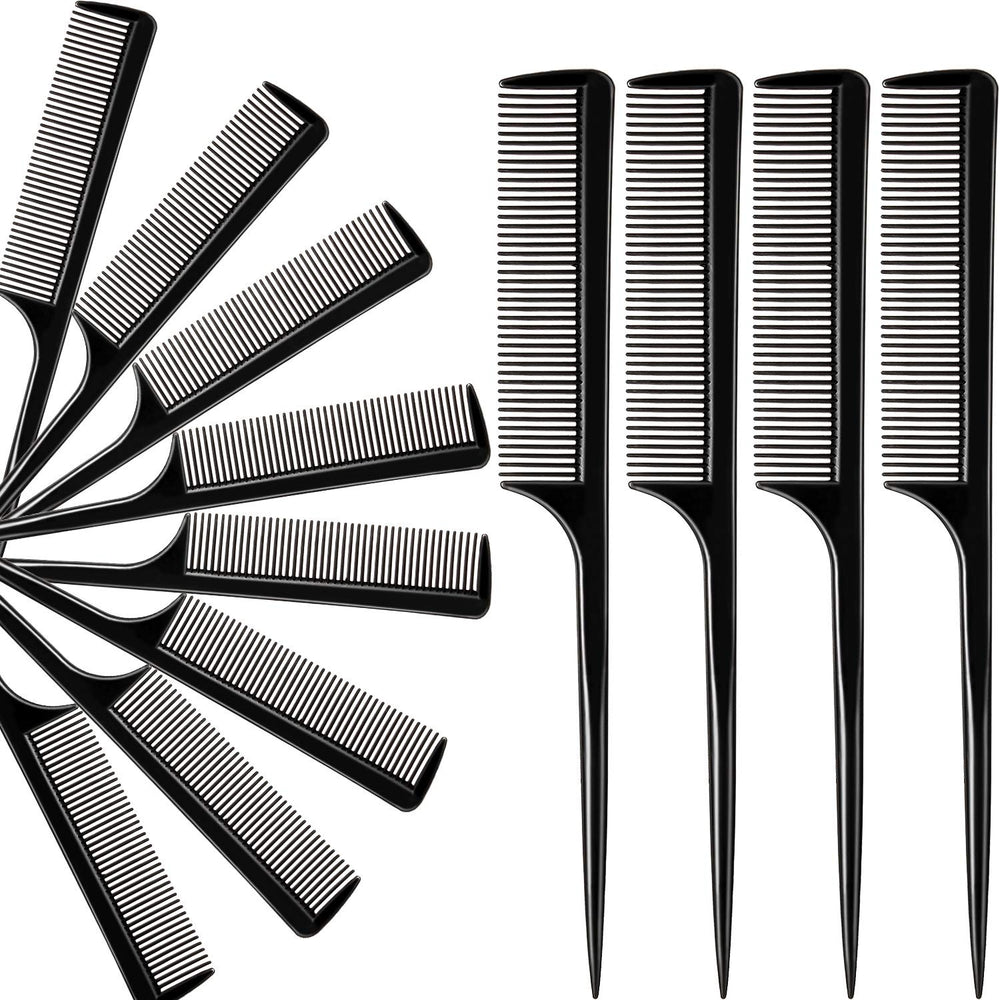 Boao 12-pack rat tail combs in black for versatile styling and sectioning