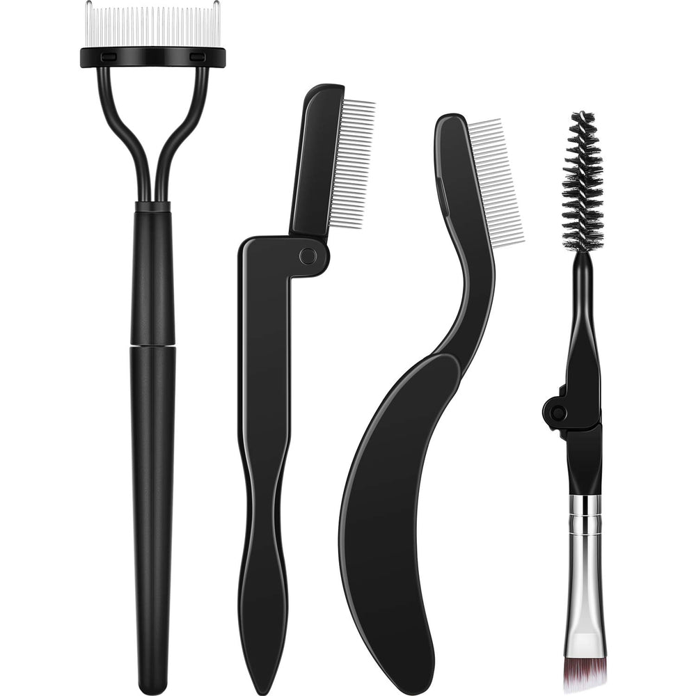Boao folding eyebrow comb demonstrates portable grooming for neat brows on the go.