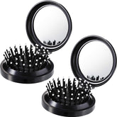 Boao two-pack folding travel brush with round mirror for on-the-go styling