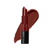 Bobbi Brown Crushed Lip Color swatch shows sheer satin-matte finish with hydration.