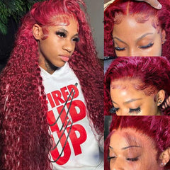 Bobili Burgundy wig 30-inch deep wave adds dramatic length and volume.