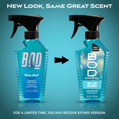 BOD man Blue Surf spray mist for a clean, lasting aroma.