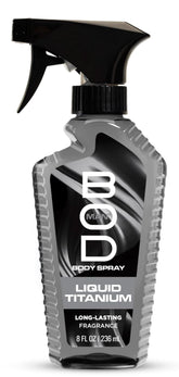 BOD Man Liquid Titanium bottle front view conveys a bold masculine look ideal for evenings.