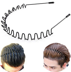 Bodbop metal hair band in black with a stylish wavy design for secure wear.