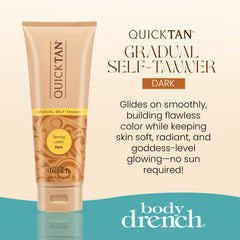 Body Drench Quick Tan tono dorado desarrollado en 3-5 horas para piel radiante