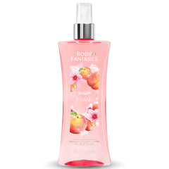 Body Fantasies Sugar Peach bottle close-up for daily fragrance
