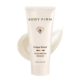 BODY FIRM Crepe Erase Refining Facial Scrub bottle highlights gentle exfoliation for brighter skin