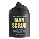 Body Prescriptions exfoliante corporal para hombre en tarro con tapa giratoria, uso diario.