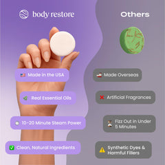 Body Restore lavender bath bomb bubbles creating soothing foam