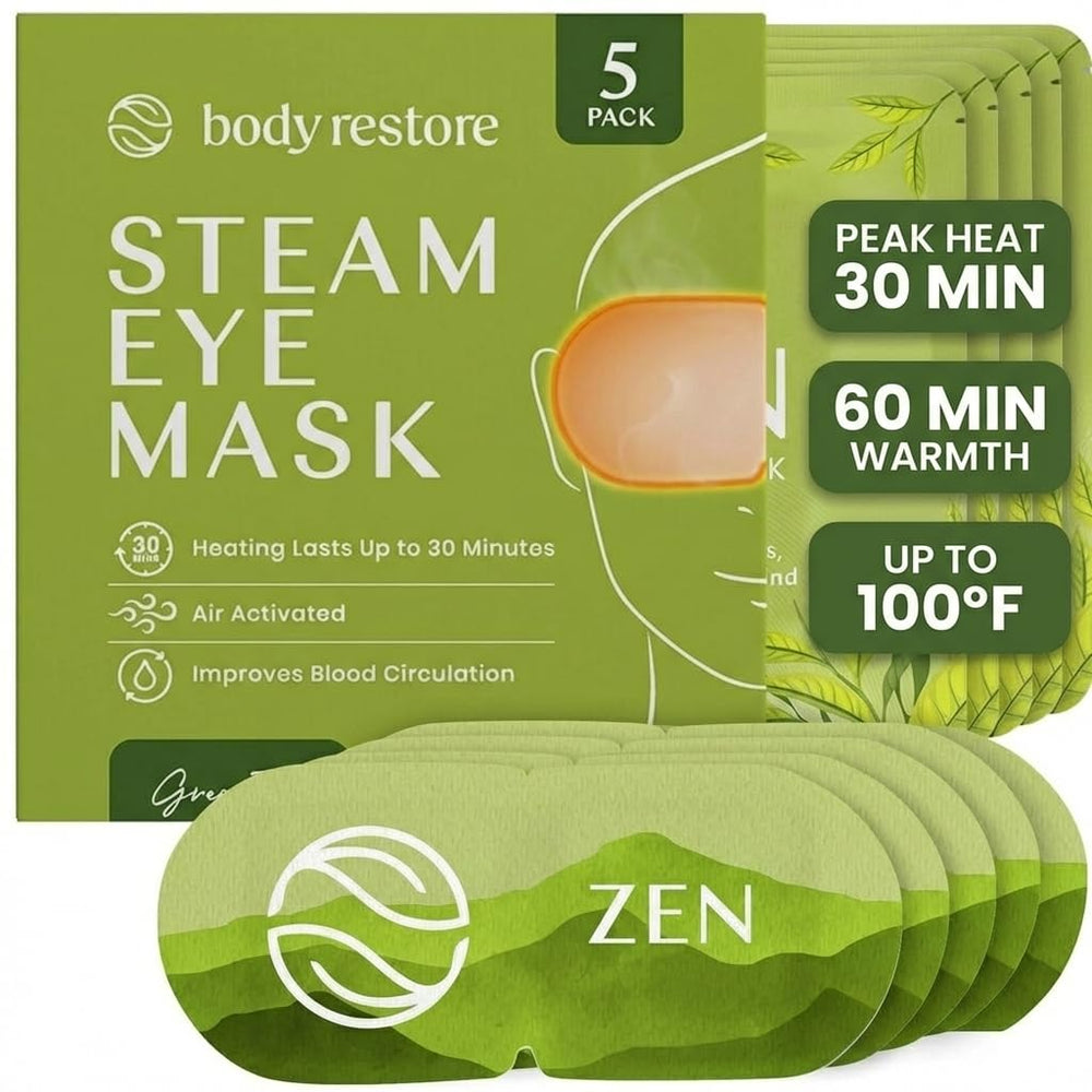Body Restore mascarilla ocular té verde 5-pack para relajación ocular.