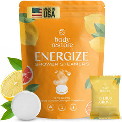 Body Restore citrus shower steamer 15-pack box for gifting and spa-like routines.