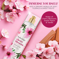 Close-up of spray nozzle on Bodycology Cherry Blossom mist for easy application