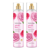 Bodycology Sweet Love body mist bottle on display for lasting scent