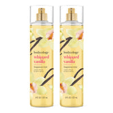 Bodycology Whipped Vanilla fragrance mist bottle shows warm vanilla notes for daily wear.