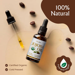 Close up of jojoba oil on skin showing quick absorption and glow