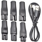 BOEEA 7-piece charging head set supports multiple clipper interfaces for versatile grooming.
