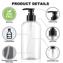 Boenoea empty pump bottle used for shampoo or lotion, highlighting its multi-purpose storage.