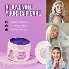 Bold Uniq Purple Hair Mask application scene showing brass-neutralizing for bleached hair.
