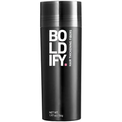 Boldify Hair Fibers bottle pour demonstrates quick, natural-looking root coverage