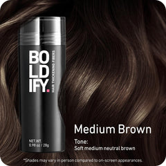 Boldify Hair Fibers being applied to thinning area for instant fuller look