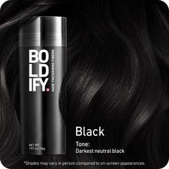 Boldify Hair Fibers application overview shows quick, natural-looking coverage.