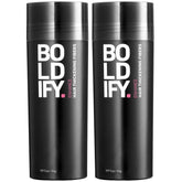 Boldify Hair Fibers bottle; two 56g containers for quick, thickening results.