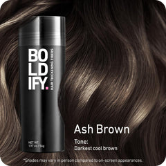Boldify Hair Fibers gently patted to set for long lasting coverage.