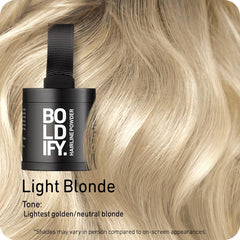 Close-up of Boldify Hairline Powder delivering precise coverage on thinning areas