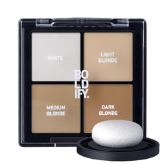 Boldify Hairline Powder Kit packaging with four shade swatches for easy color matching