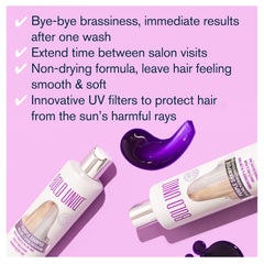 Bold Uniq Purple Shampoo close-up highlights intense violet pigments for toning.