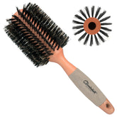 Bombshell boar bristle round brush with birch wood handle for gentle detangling