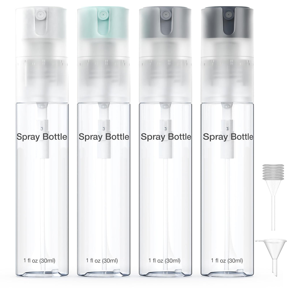 Bomeiyi 4-pack spray bottles with 360° inverted design for easy, complete dispensing.