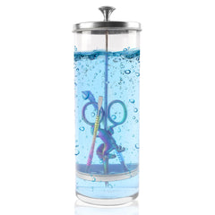 BOMOQING 1035ml barber jar with removable straining tray for easy tool sanitation.