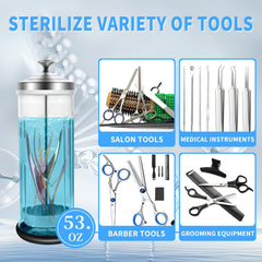 BOMOQING barbicide jar removable water basket enables easy tool retrieval.
