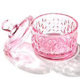 BOMOQING Nail Dappen Dish with Lid in pink, keeps liquids contained for acrylics.