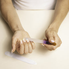 Bona Fide Beauty crystal glass file delivers salon-like finish on nails.