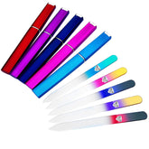 Bona Fide Beauty Czech Glass Nail File Set in case, five-pack for natural nails.