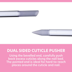 Bona Fide Beauty dual-sided cuticle tool offers precision cleaning around nails.