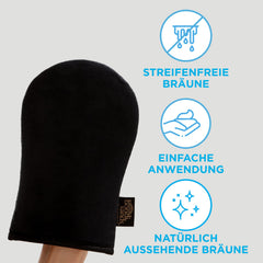 Bondi Sands Self-Tanning Mitt back view highlighting secure grip and easy cleaning.