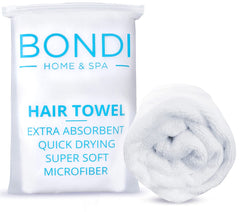 Bondi Spa microfiber hair towel dries hair faster, reducing styling time.