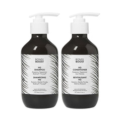BondiBoost HG shampoo bottle promotes fuller-looking hair.
