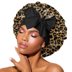 BONNET QUEEN bonete de satén para dormir con estampado leopardo protege rizos durante la noche
