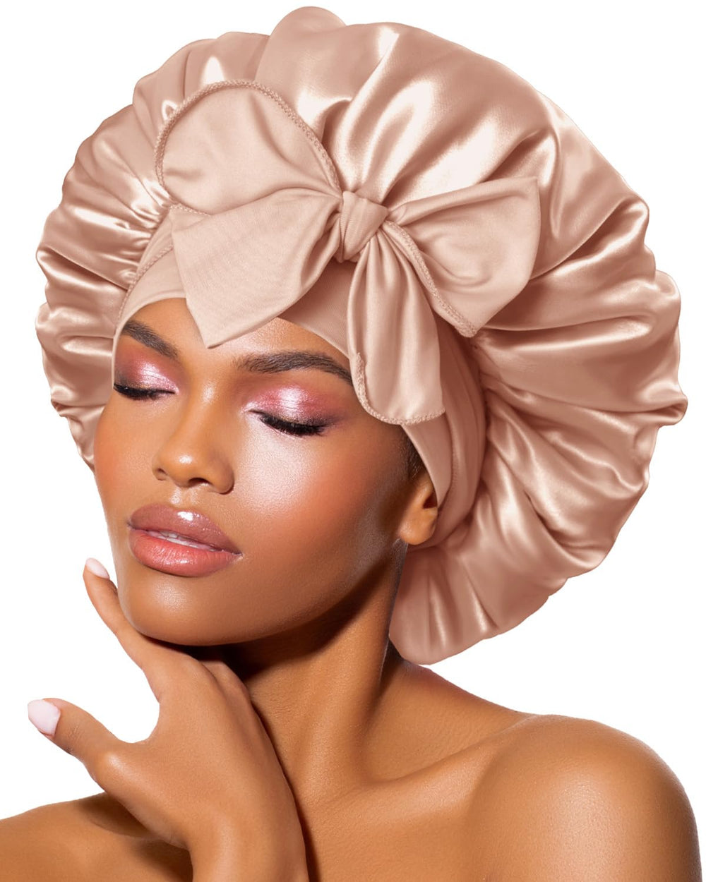 BONNET QUEEN bonete de seda para dormir mantiene el cabello suave durante la noche.