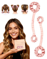 BONNET QUEEN heatless curler set in cream-pink rollers for overnight zero-heat curls.