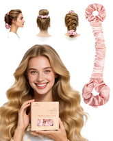 BONNET QUEEN large cream pink heatless curler front view for sleep-friendly curls.