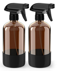 Bontip glass spray bottle with amber glass and black silicone sleeve for versatile home use.