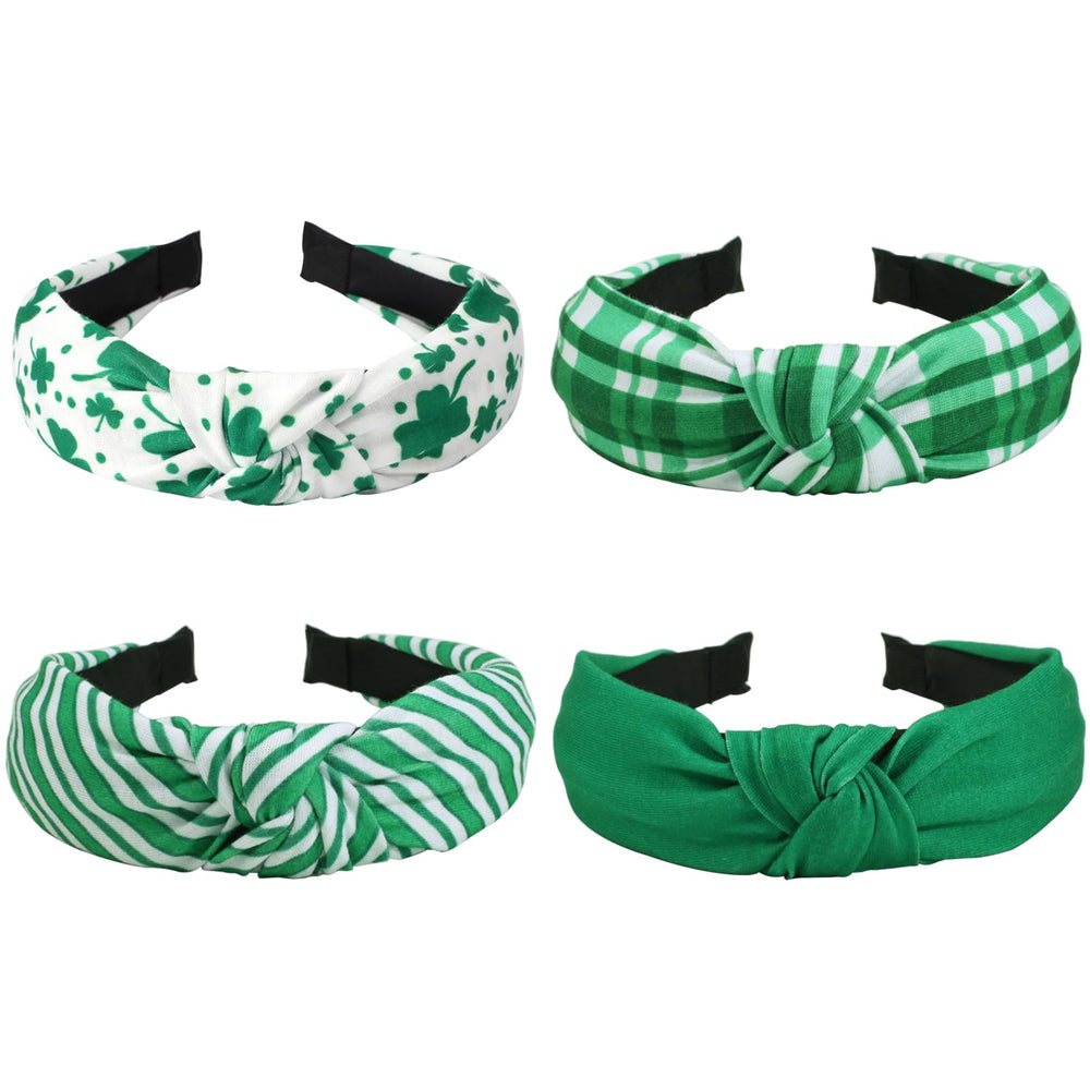 Bookay diadema Día de San Patricio verde rayado con trébol, cómodo todo el día.