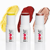 Boomstick Trio Color 3-Pack Berry Blush on cheeks for a natural, buildable glow.